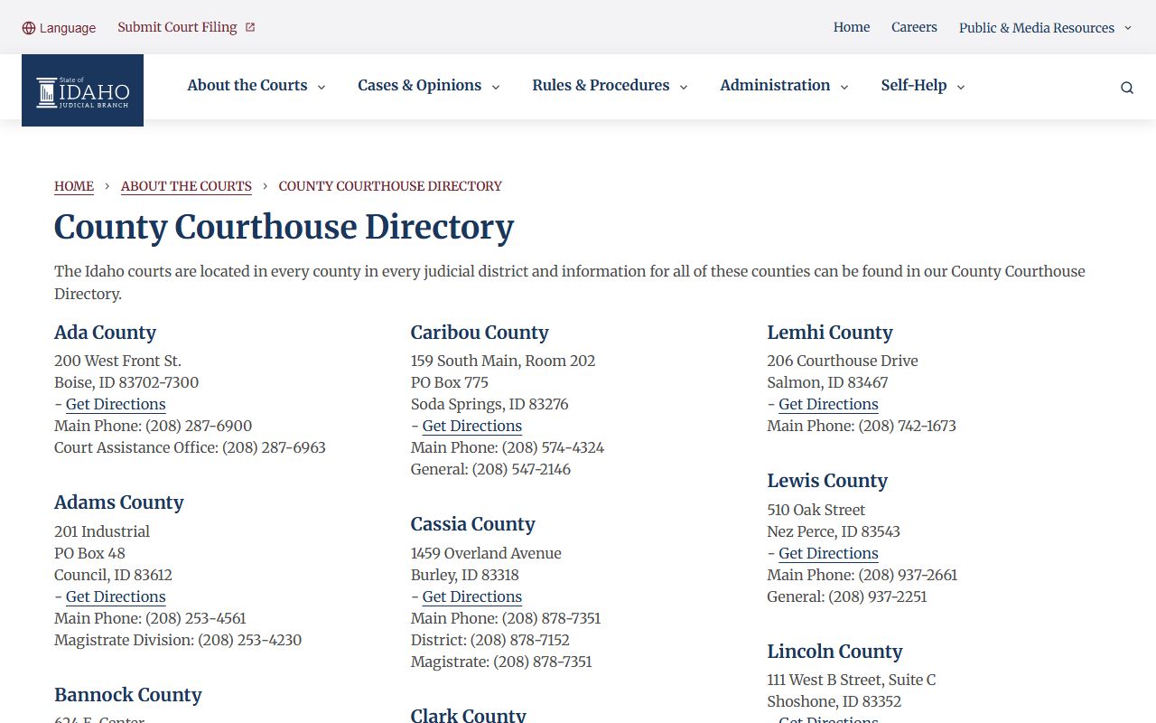 Payette County Clerk records Idaho courthouse directory