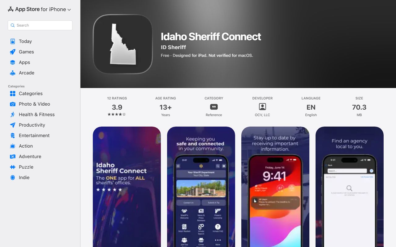 Payette County Clerk records Idaho Sheriff Connect Apple listing