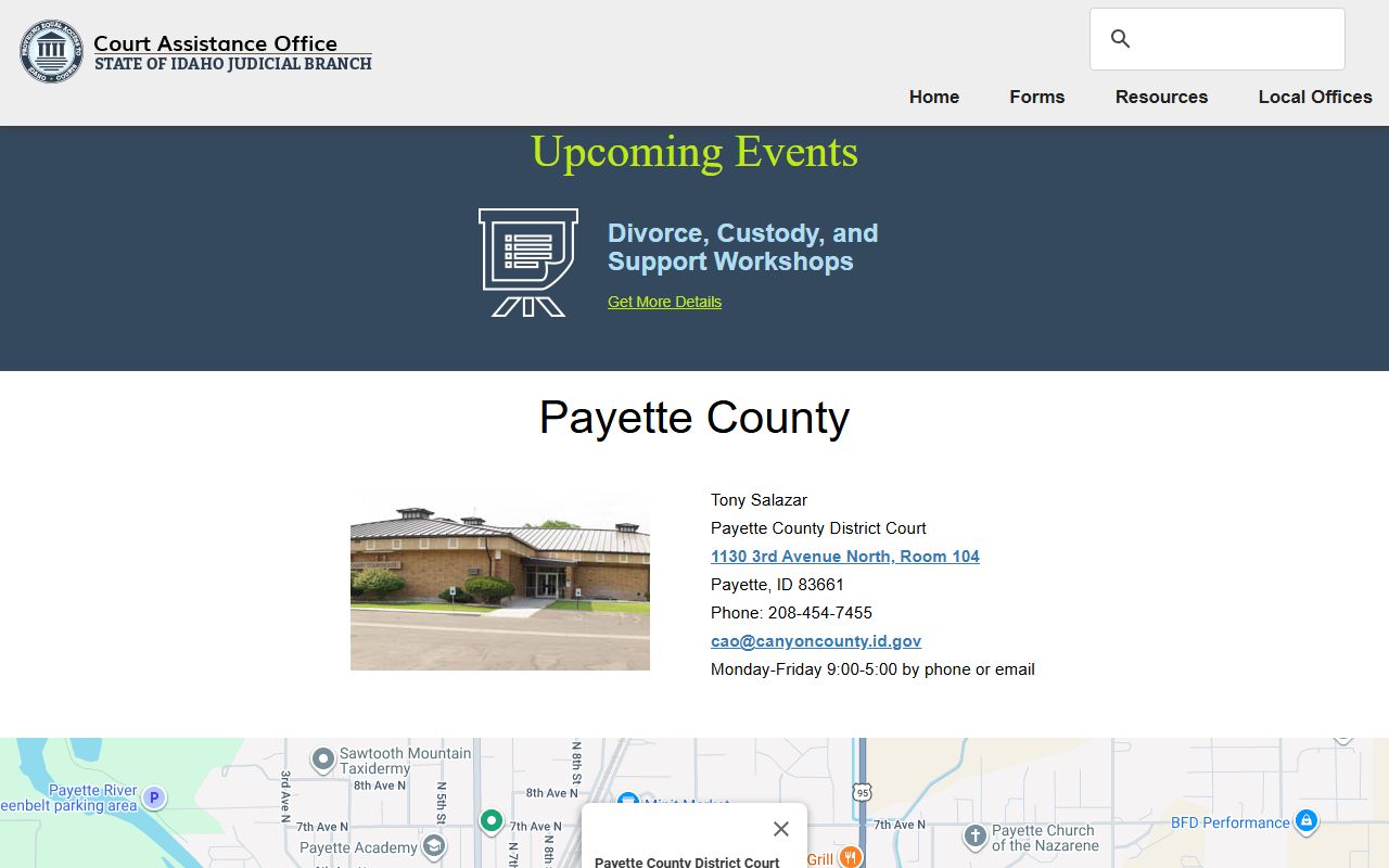 Payette County court dockets Court Assistance Office page