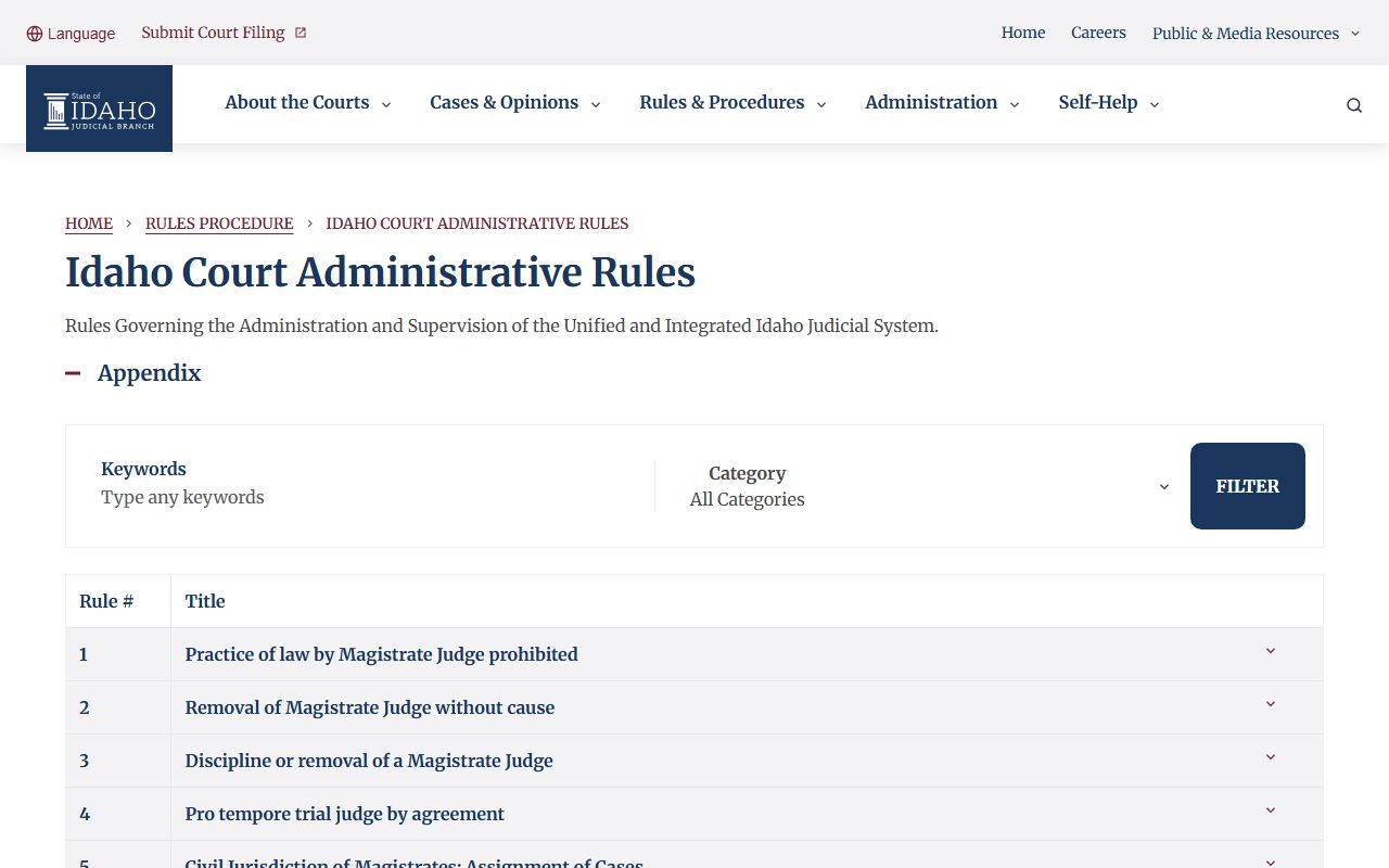 Payette County court records Idaho Court Administrative Rule 32