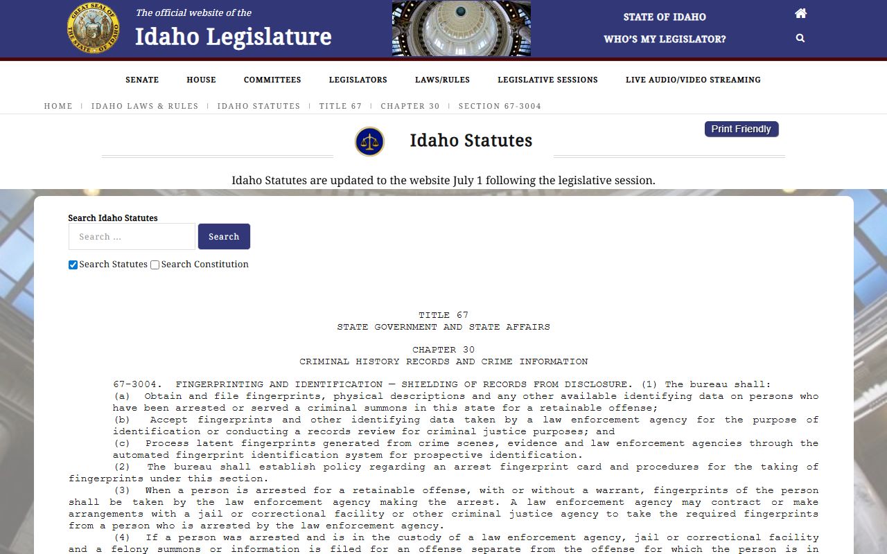 Payette County criminal court records criminal history shielding statute