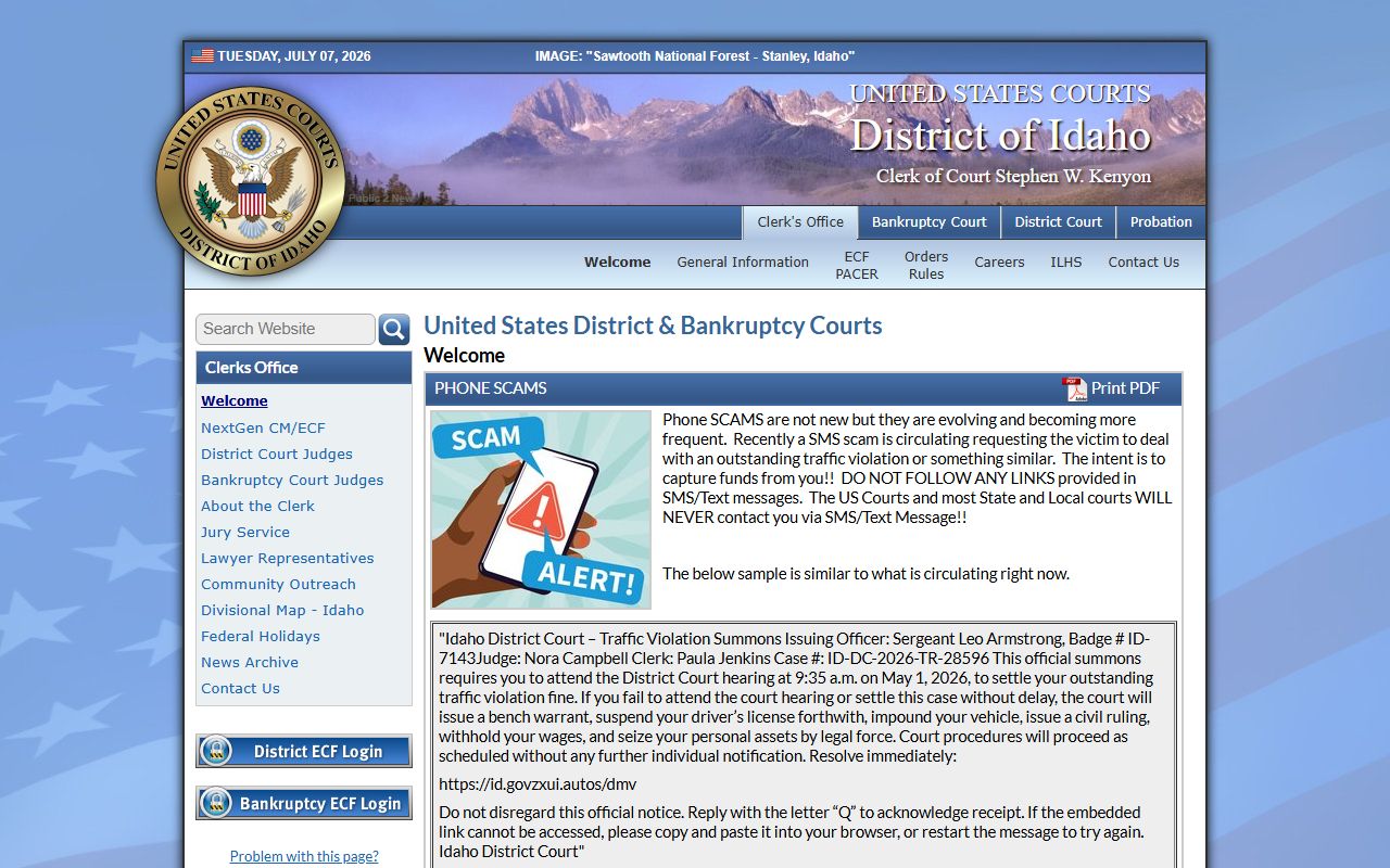 Payette County court records federal court reference