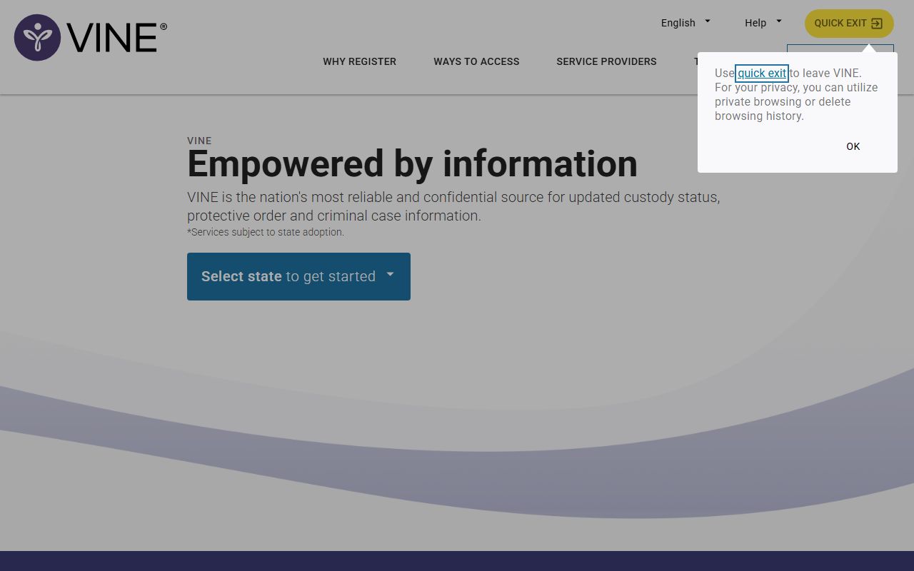 Payette County inmate search Idaho VINE custody notification screen
