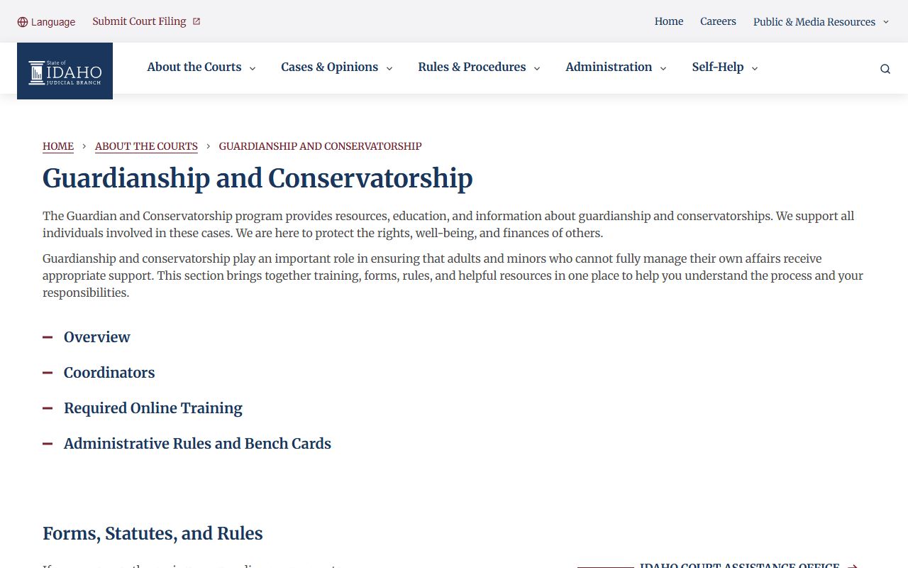 Payette County probate records guardianship and conservatorship source