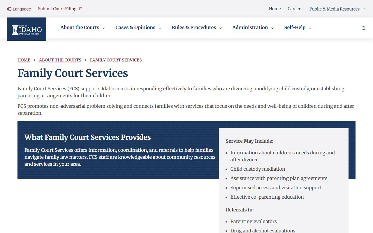 Payette County probate records Idaho family court services