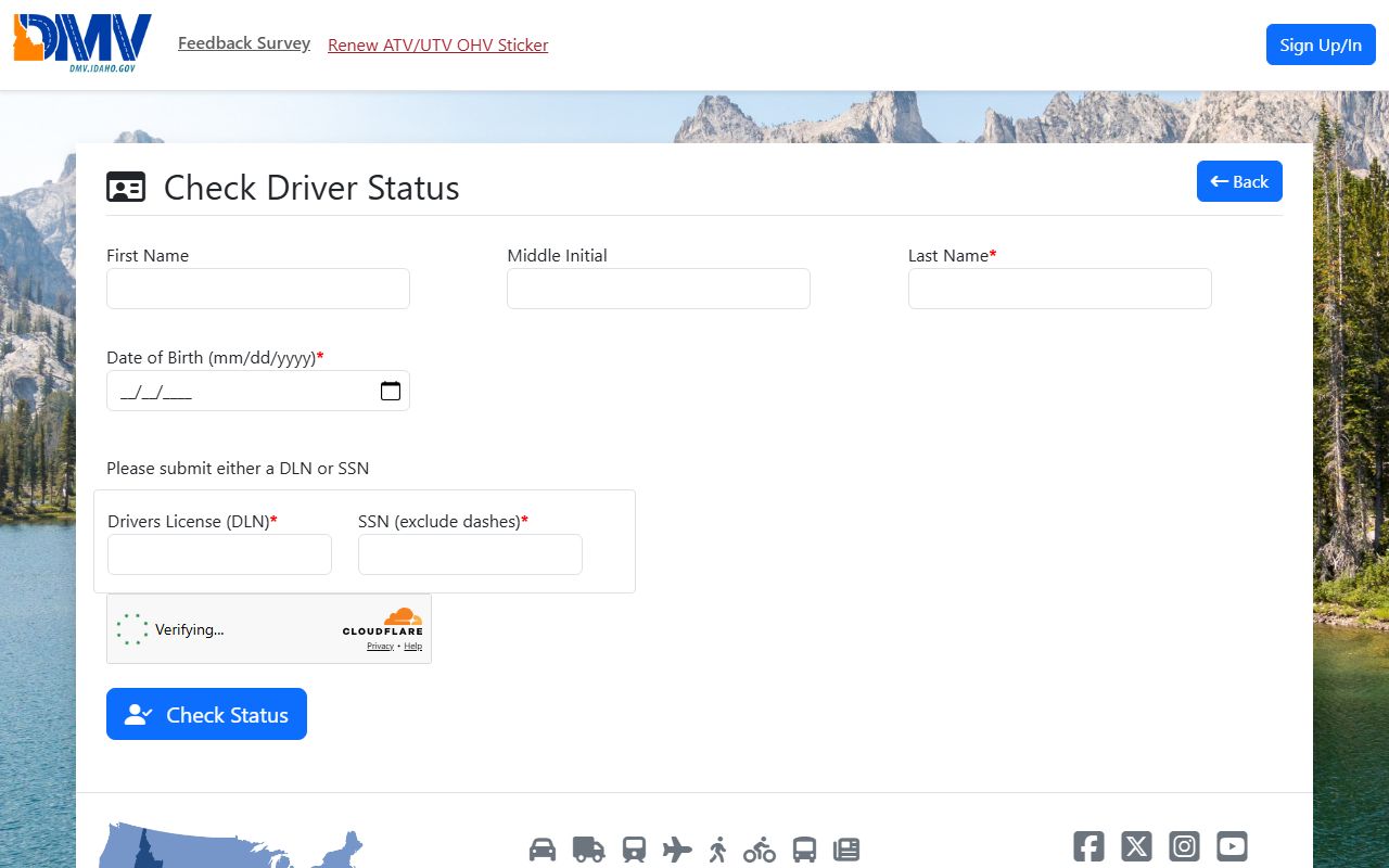 Payette County traffic court records Idaho DMV check driver status form